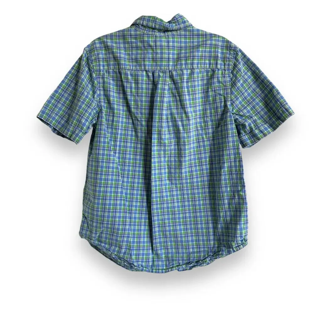 Ralph Lauren Boys Shirt Size M 10 12 Green Blue White‎ Pink Plaid Short Sleeve